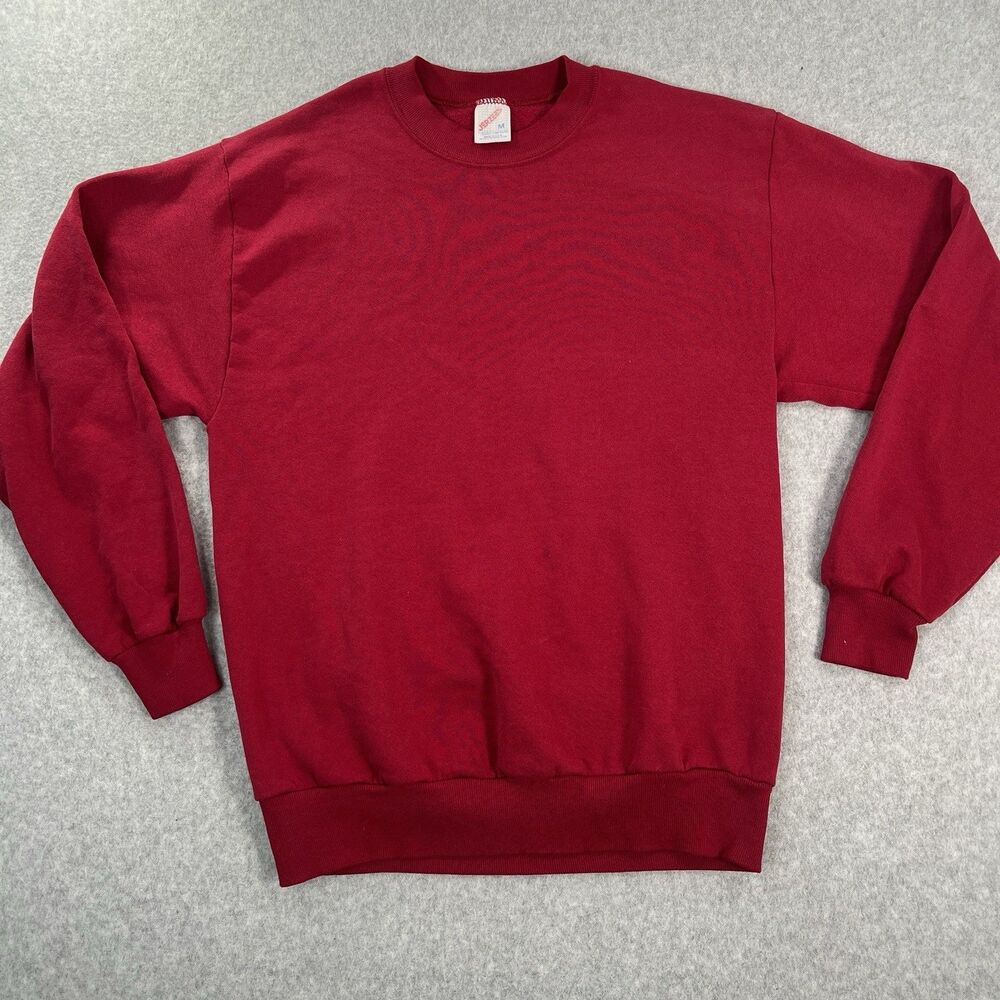 Vintage Jerzees Crewneck Sweatshirt Adult Size Medium Y2K Dark Red Blank USA
